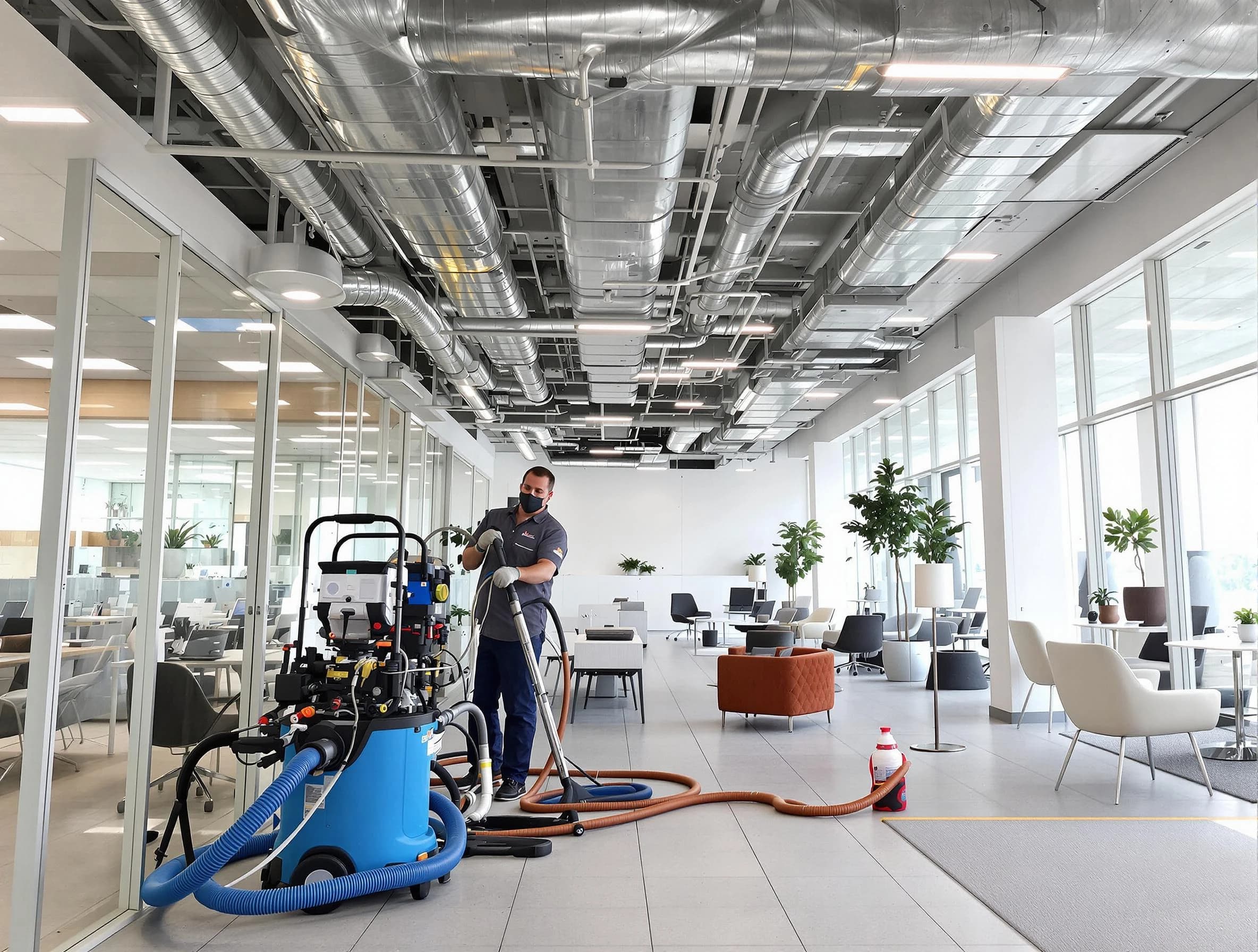 Haverhill Air Duct Cleaning team conducting comprehensive commercial duct cleaning at a business location in Haverhill