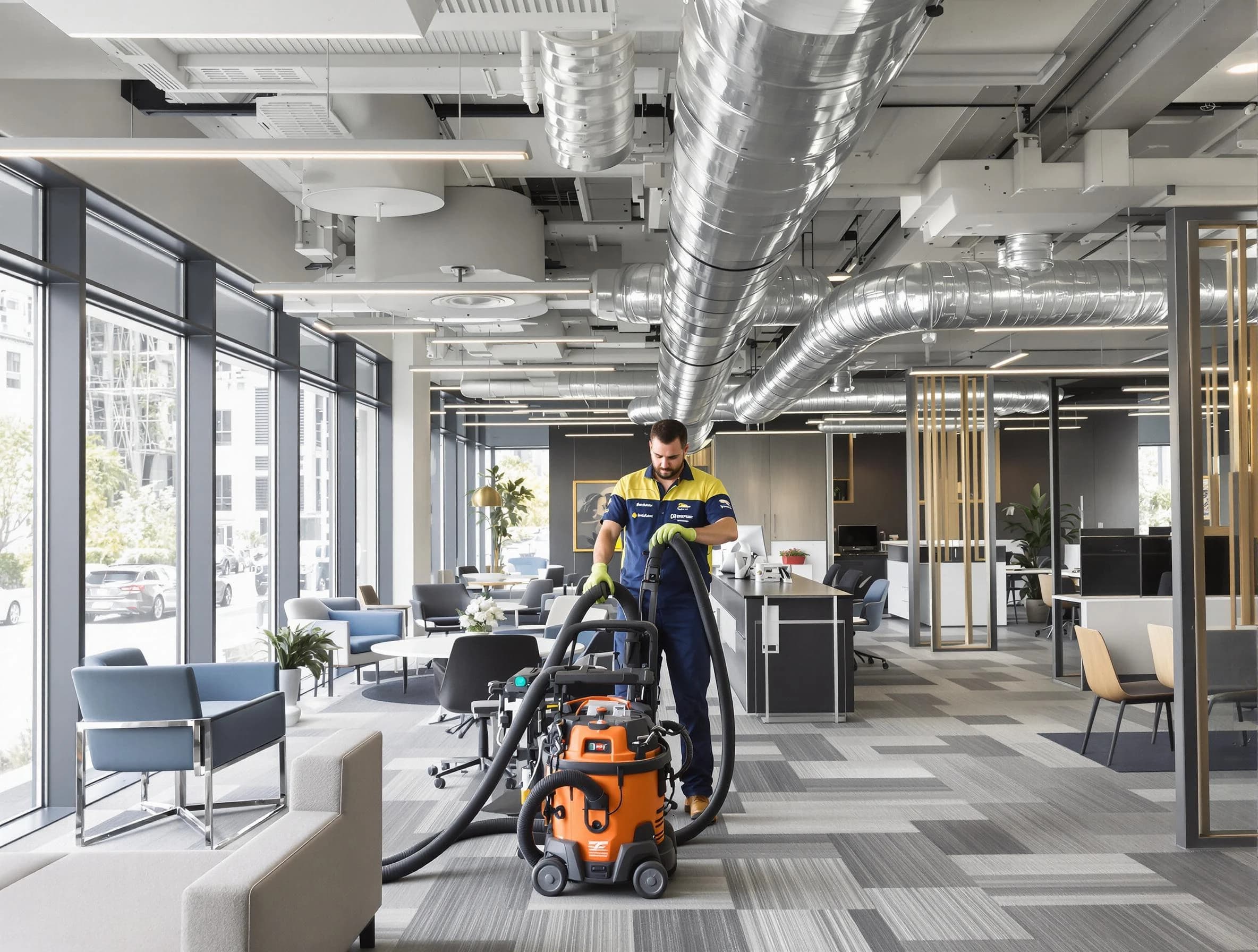 Haverhill Air Duct Cleaning team performing thorough commercial duct cleaning at a Haverhill business center