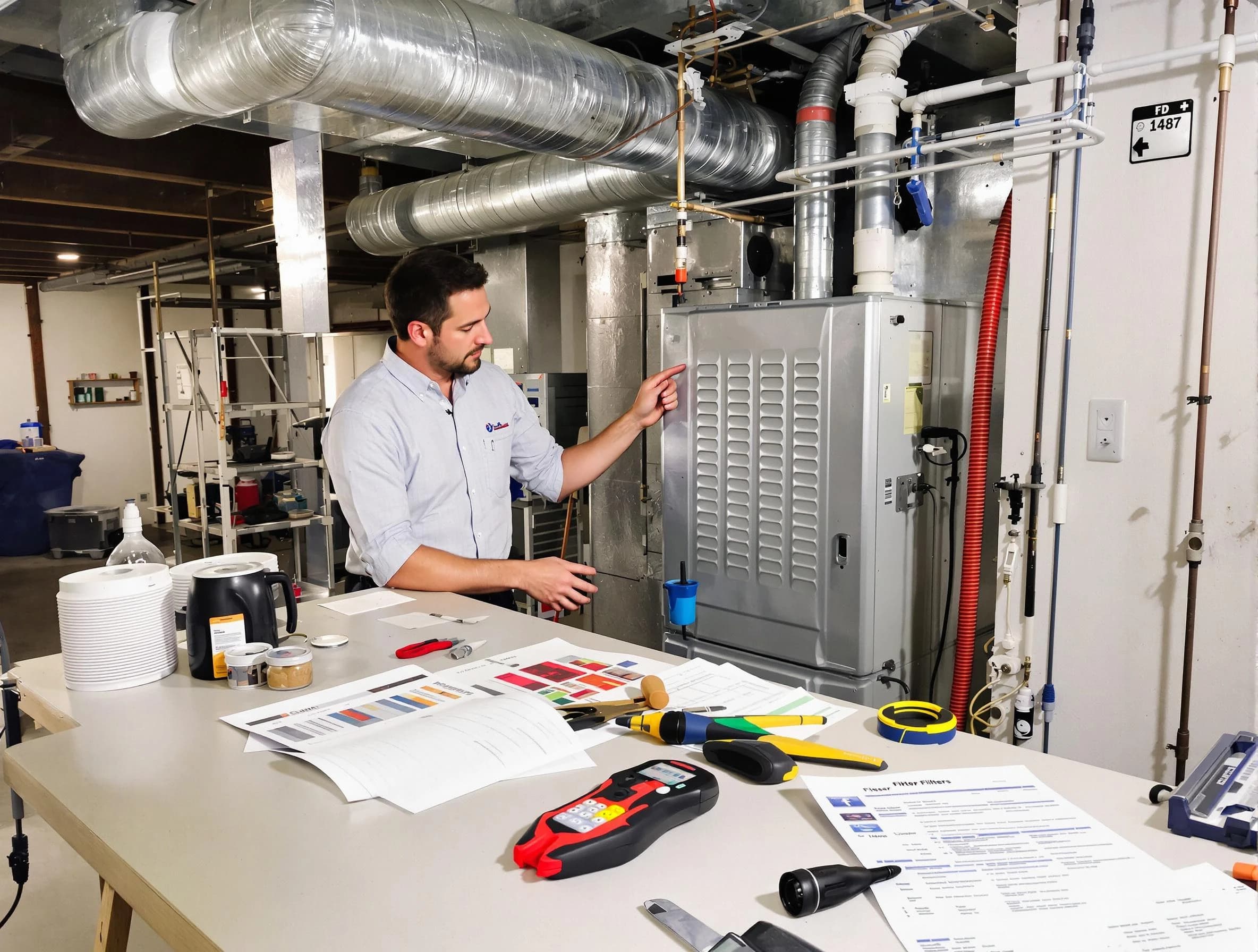 Haverhill Air Duct Cleaning inspector conducting detailed filter system evaluation using professional diagnostic tools in Haverhill