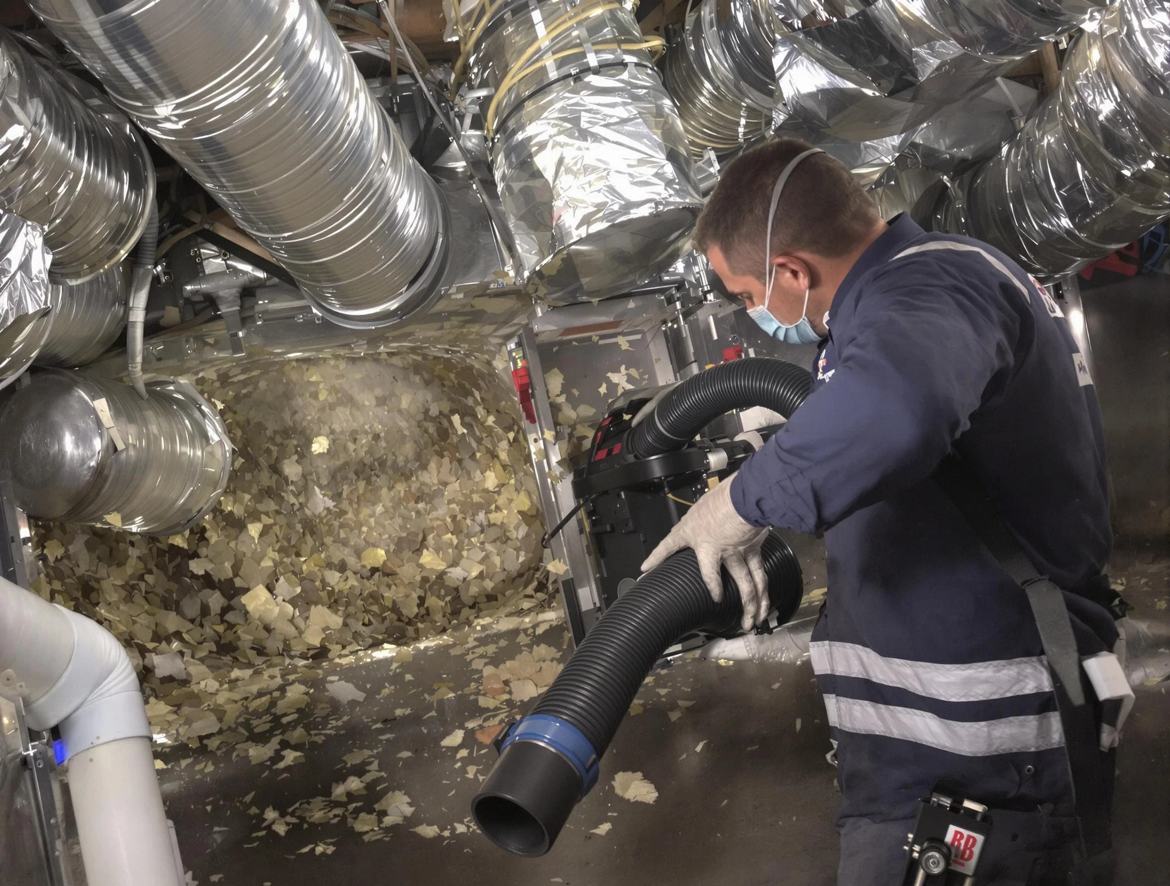Haverhill Air Duct Cleaning specialist operating negative pressure cleaning equipment for thorough duct maintenance in Haverhill
