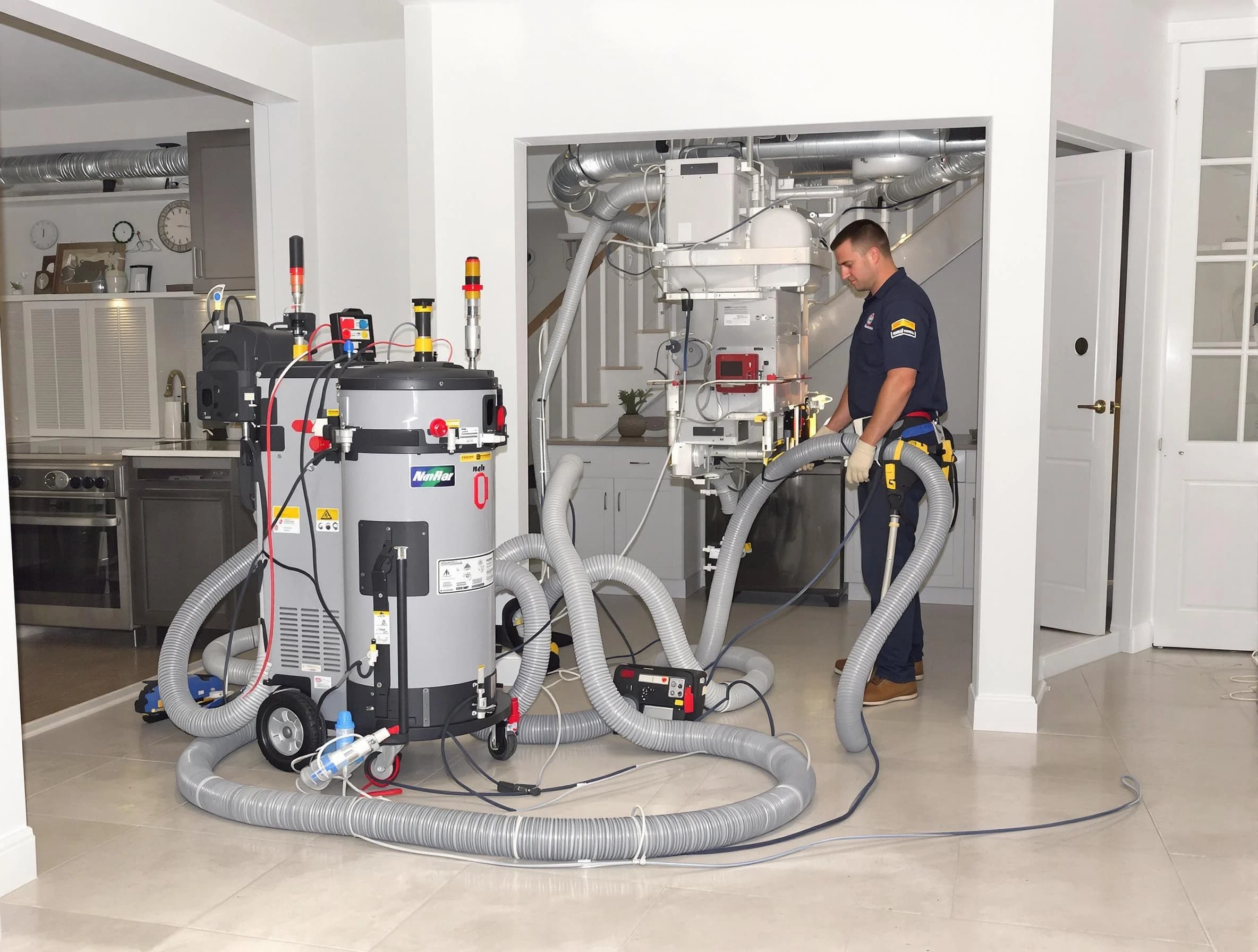 Haverhill Air Duct Cleaning technician operating negative pressure cleaning equipment for thorough duct maintenance in Haverhill