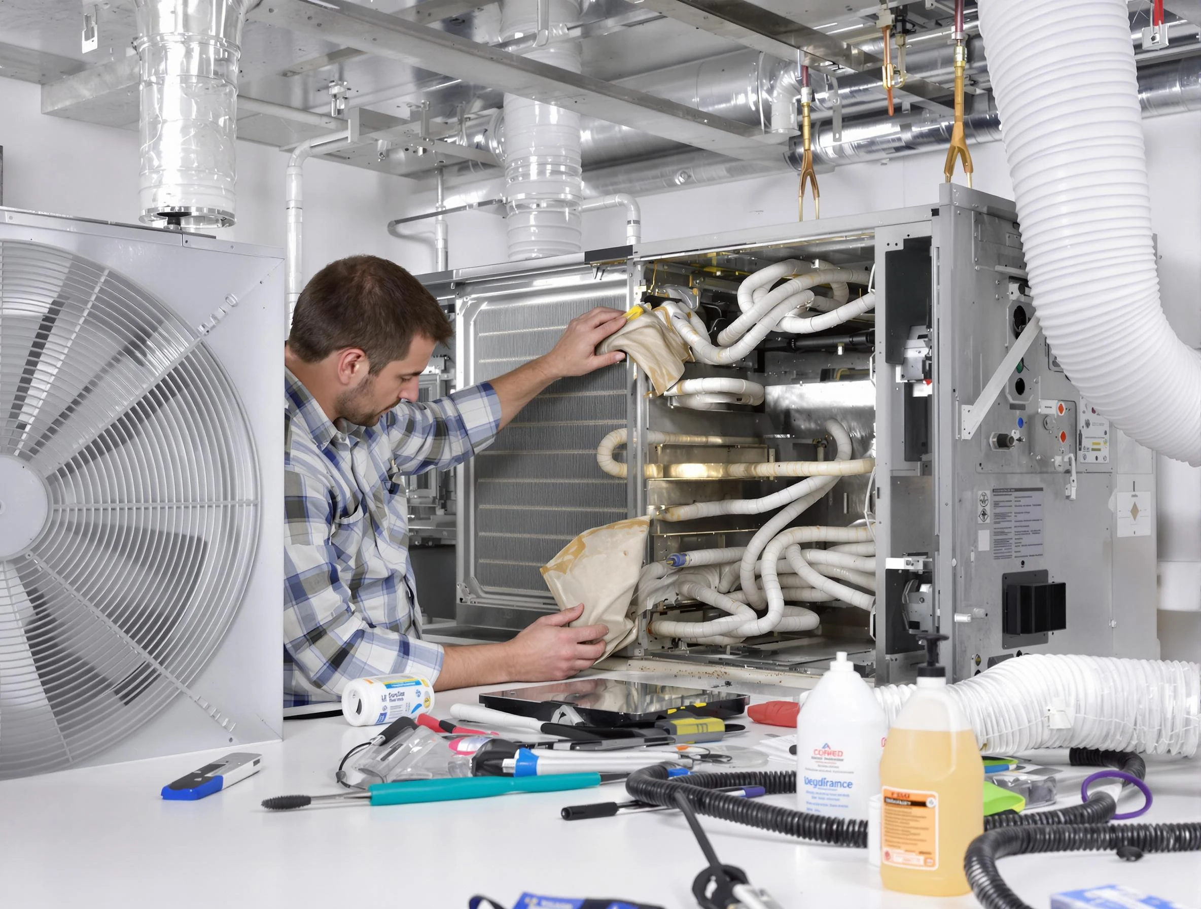 Haverhill Air Duct Cleaning specialist performing precision AC coil cleaning in Haverhill